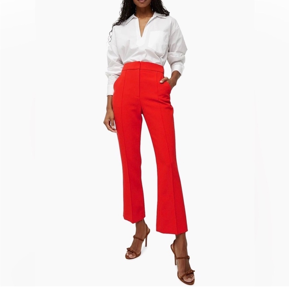 Veronica Beard Tani Ankle-Crop Boot-Cut Pants In Flame